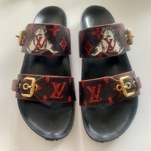 Louis Vuitton Bom Dia Catogrom Sandals slides mules sz 39